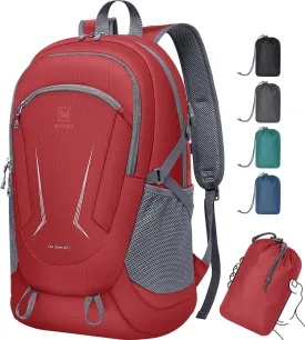 MIYCOO Backpack - Ultra Lightweight Packable Backpack for Travel Camping, 45L Hiking Back Pack Waterproof Foldable Daypack for Men Women Red