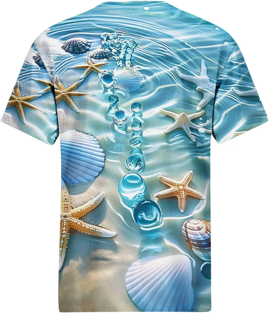 Mzkdieey Women's Ocean Life T Shirt 3D Novelty Graphic Tees Vintage Short Sleeve V Neck Tops Summer Casual Beach Tunic Blouse