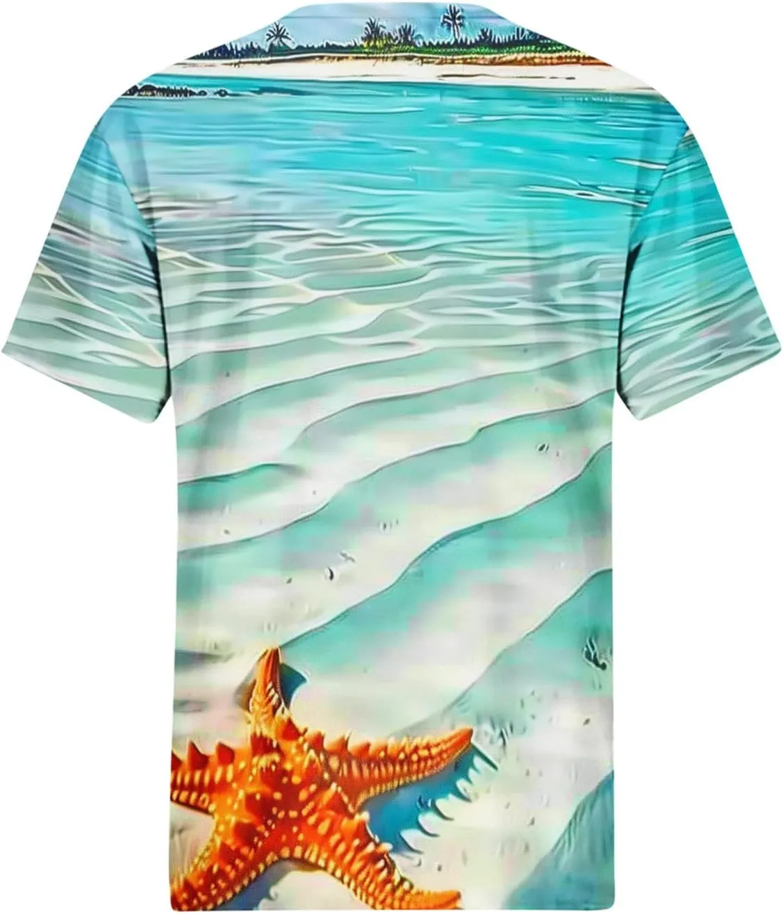 Mzkdieey Women's Ocean Life T Shirt 3D Novelty Graphic Tees Vintage Short Sleeve V Neck Tops Summer Casual Beach Tunic Blouse