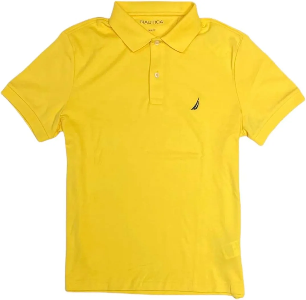 Nautica Men's Slim Fit Short Sleeve Solid Soft Cotton Polo Shirt