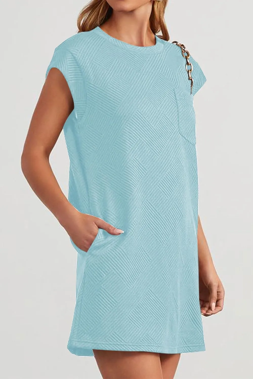 Poetsky Women's Summer Mini T Shirt Dress Casual Cap Sleeve Crewneck Loose Basic Short Beach Dresses