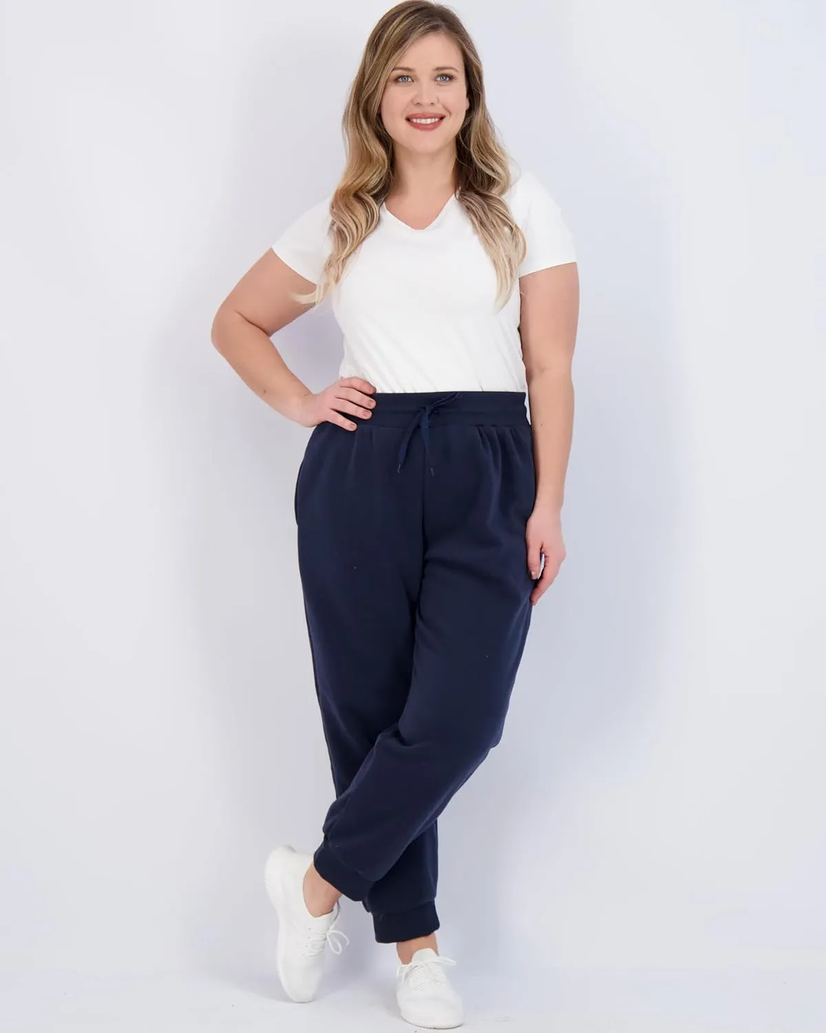 Real Essentials 3 Pack: Women's Ultra-Soft & Warm Fleece Joggers Sweatpants with Pocket (Available in Plus Size)