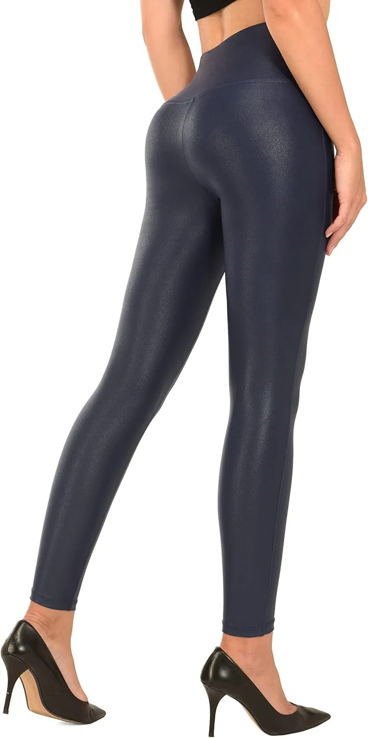 RUFIYO Faux Leather Leggings for Women High Waisted Leather Pants Pleather Leggings Brown