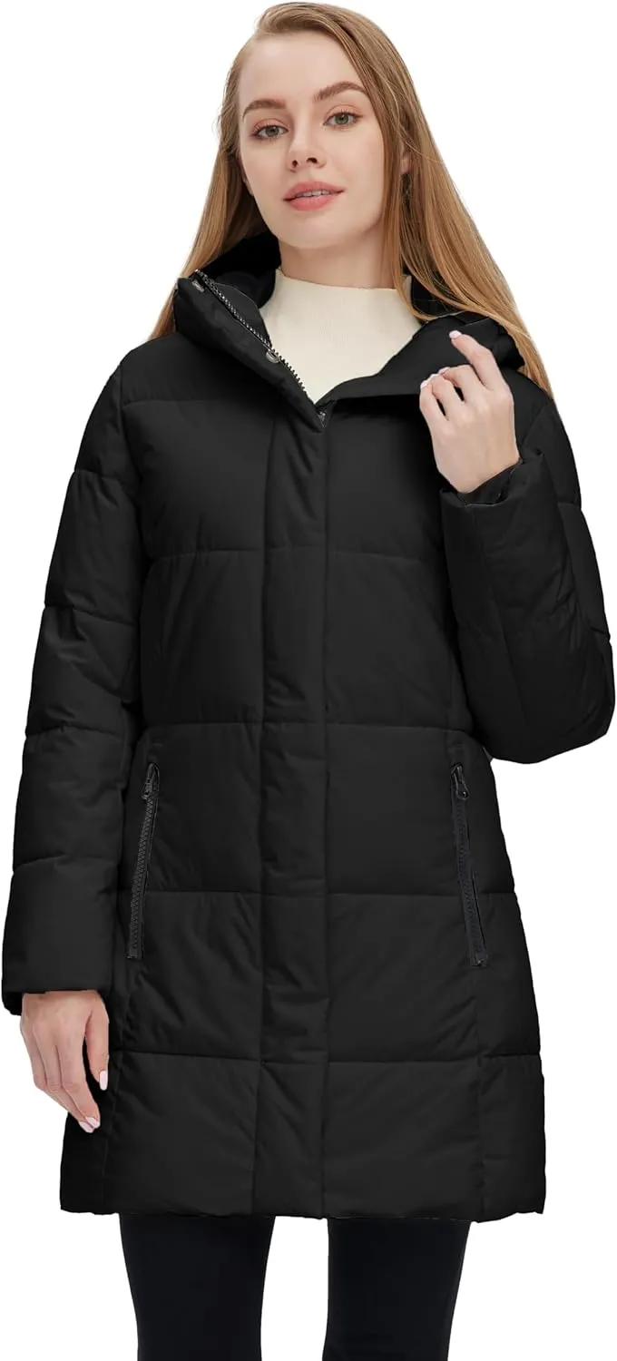 Skieer Women's Winter Coat Warm Padded Long Puffer Jacket Waterproof Hooded Snow Coat