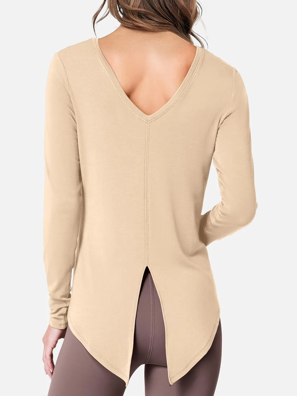 SuperPrity Women's Long Sleeve T-Shirt Workout Tops Reversible Tie Front Tunic Yoga Gym Ladies Blouses Activewear