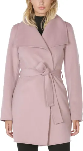TAHARI Women's Lightweight Wool Wrap Coat with Tie Belt