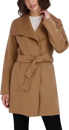 TAHARI womens Wool Wrap Coat With Tie Belt Jacket, Camel, X-Small US