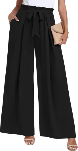 TAOHUADAO Wide Leg Pants for Women High Waisted Plus Size Palazzo Pants Casual Flowy Trousers with Pockets