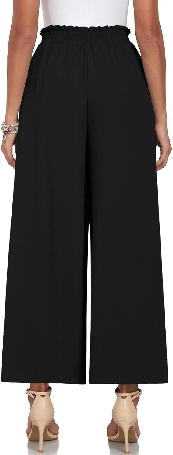TAOHUADAO Wide Leg Pants for Women High Waisted Plus Size Palazzo Pants Casual Flowy Trousers with Pockets