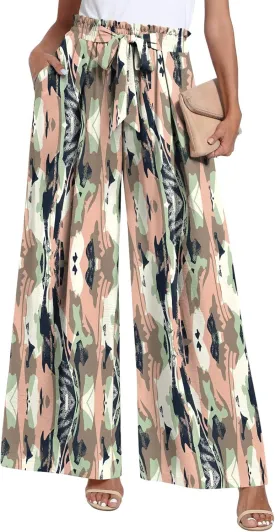 TAOHUADAO Wide Leg Pants for Women High Waisted Plus Size Palazzo Pants Casual Flowy Trousers with Pockets