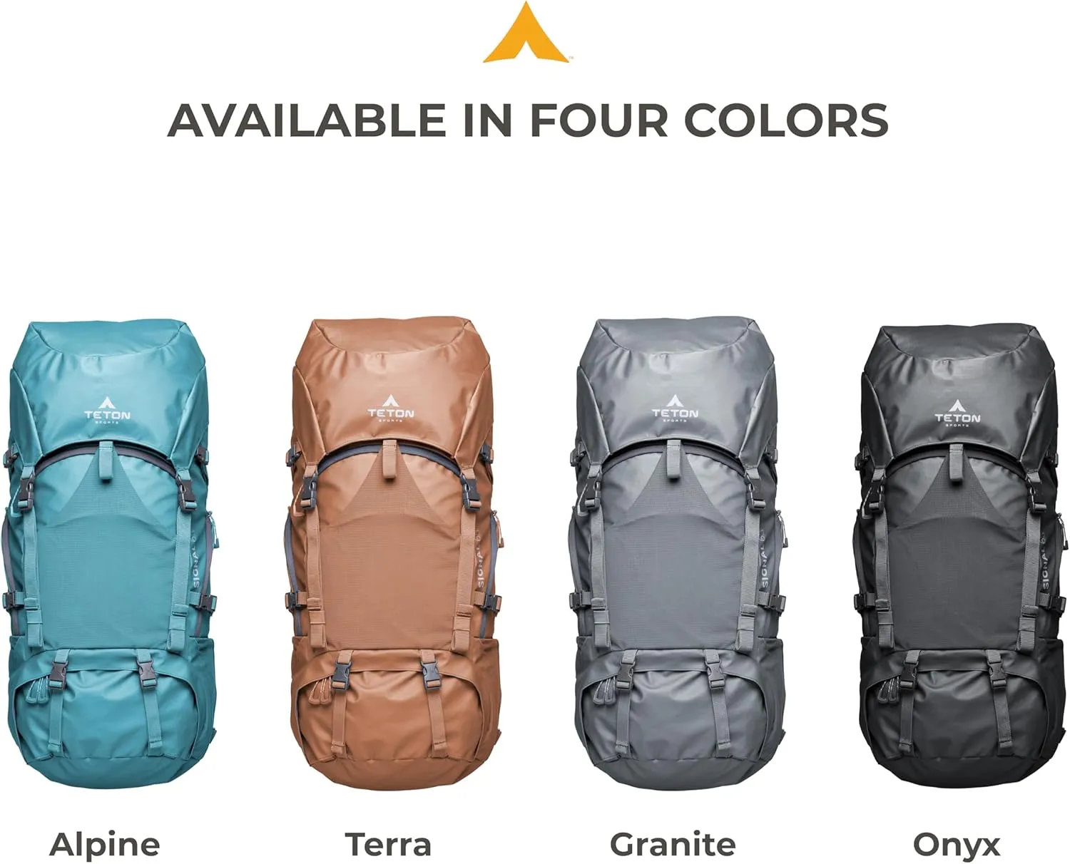 Teton 65L Signal backpack, durable and ready for hiking, camping or backpacking. Perfect lightweight travel bag with more room than you think, Onyx
