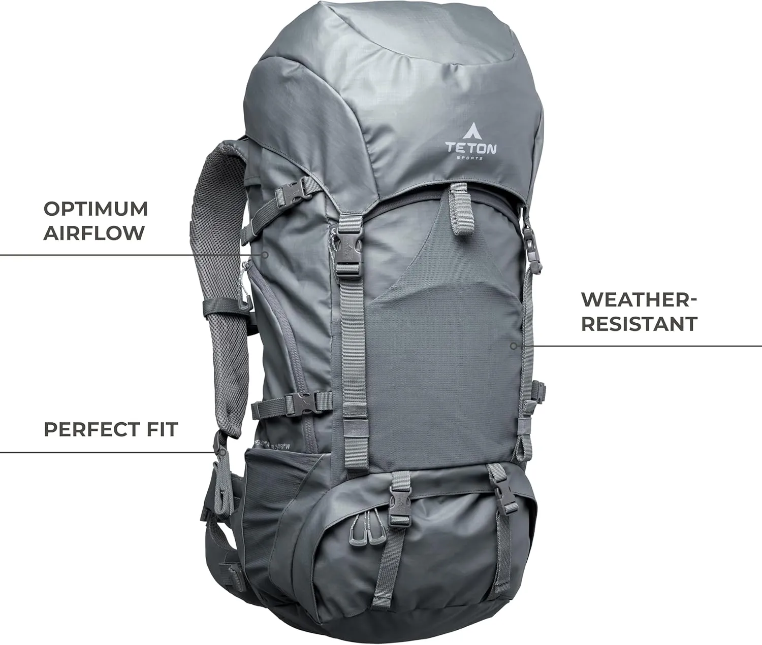 Teton 65L Signal backpack, durable and ready for hiking, camping or backpacking. Perfect lightweight travel bag with more room than you think, Onyx