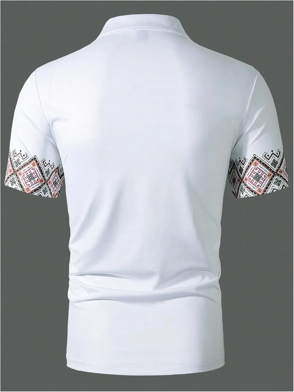Verdusa Men's Collar Short Sleeve Golf Shirt Geometric Pattern Half Zip Tee Top