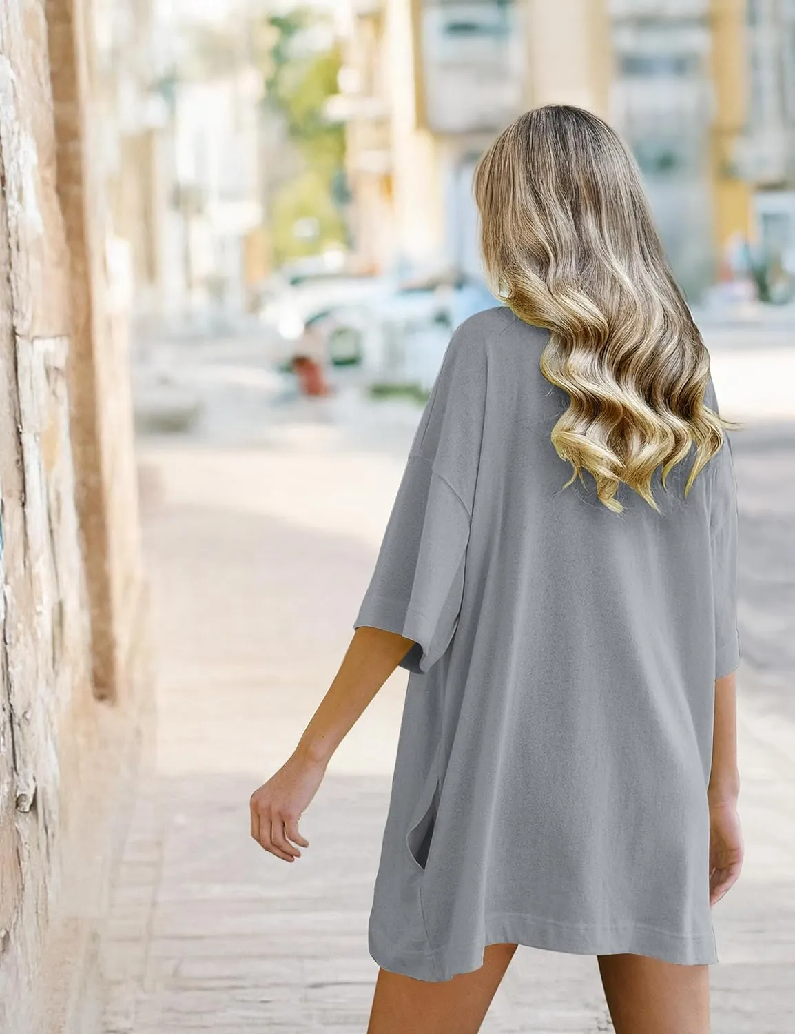 VIUTIL Womens Oversized T Shirt Dress Short Sleeve Crewneck Cotton Mini Dress with Pockets 2025 Casual Summer Clothes