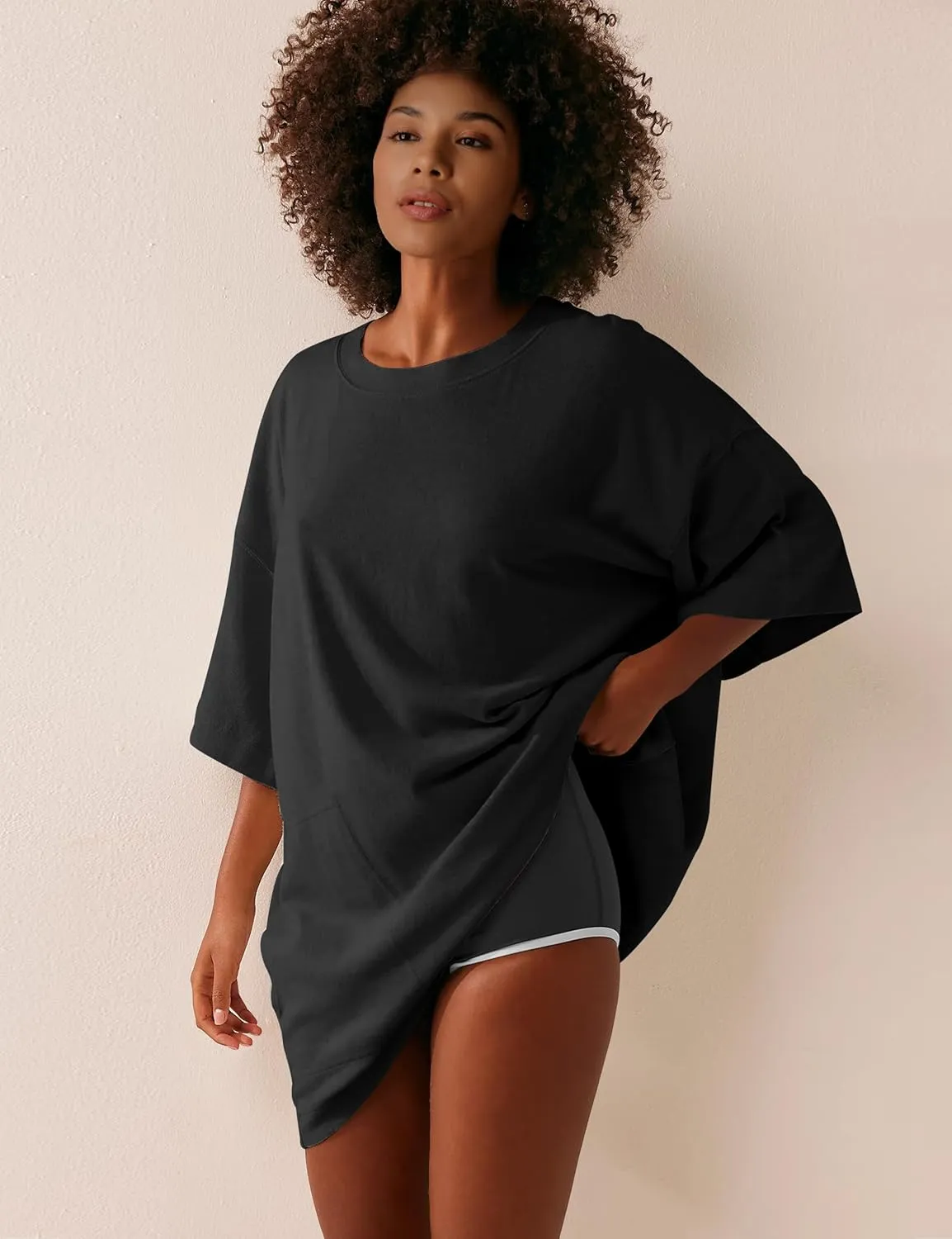 VIUTIL Womens Oversized T Shirt Dress Short Sleeve Crewneck Cotton Mini Dress with Pockets 2025 Casual Summer Clothes