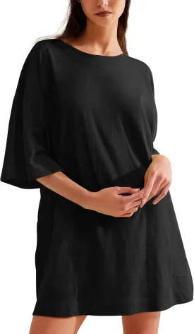 VIUTIL Womens Oversized T Shirt Dress Short Sleeve Crewneck Cotton Mini Dress with Pockets 2025 Casual Summer Clothes