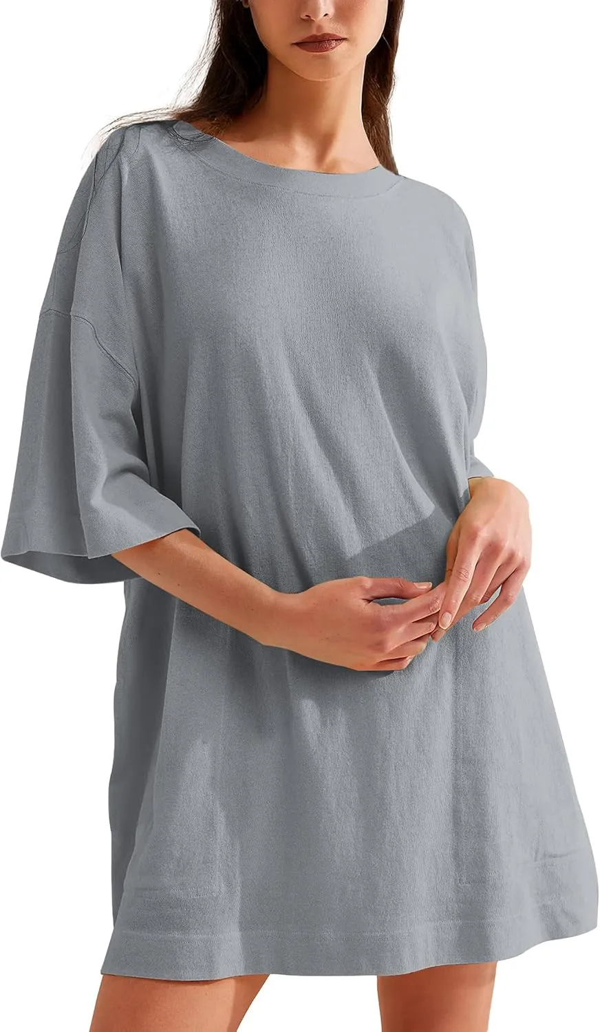 VIUTIL Womens Oversized T Shirt Dress Short Sleeve Crewneck Cotton Mini Dress with Pockets 2025 Casual Summer Clothes