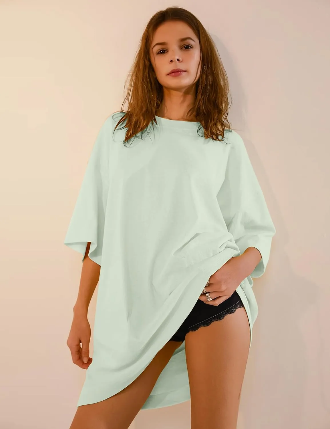 VIUTIL Womens Oversized T Shirt Dress Short Sleeve Crewneck Cotton Mini Dress with Pockets 2025 Casual Summer Clothes