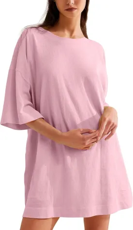VIUTIL Womens Oversized T Shirt Dress Short Sleeve Crewneck Cotton Mini Dress with Pockets 2025 Casual Summer Clothes