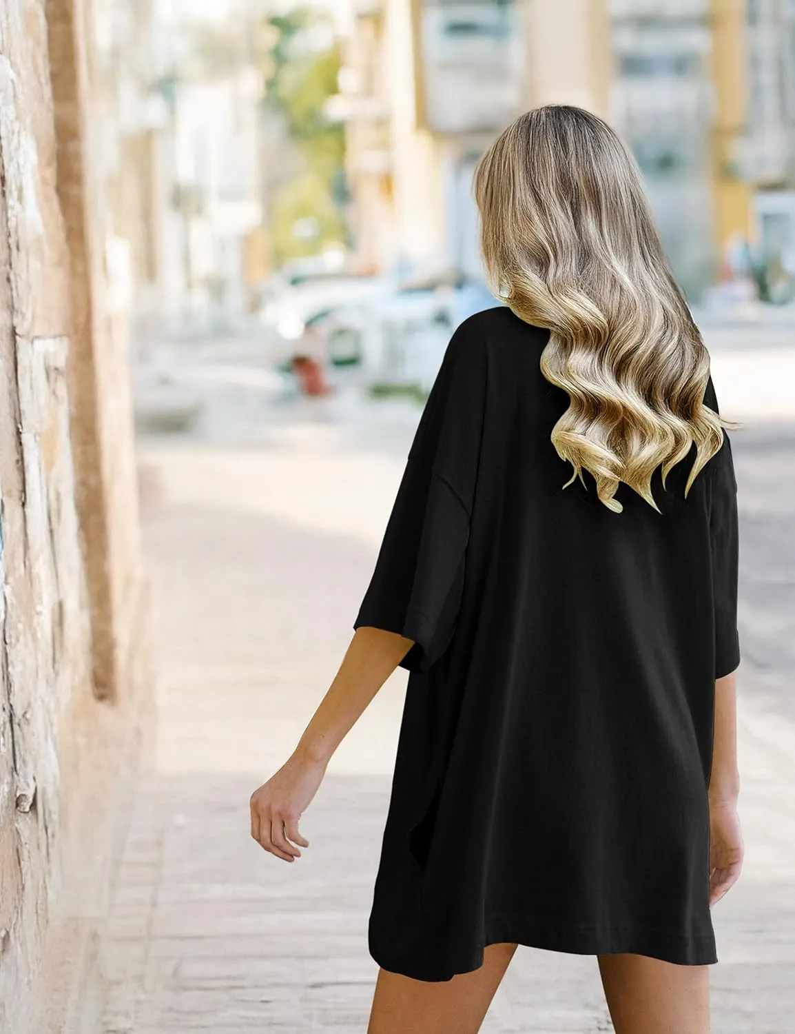 VIUTIL Womens Oversized T Shirt Dress Short Sleeve Crewneck Cotton Mini Dress with Pockets 2025 Casual Summer Clothes