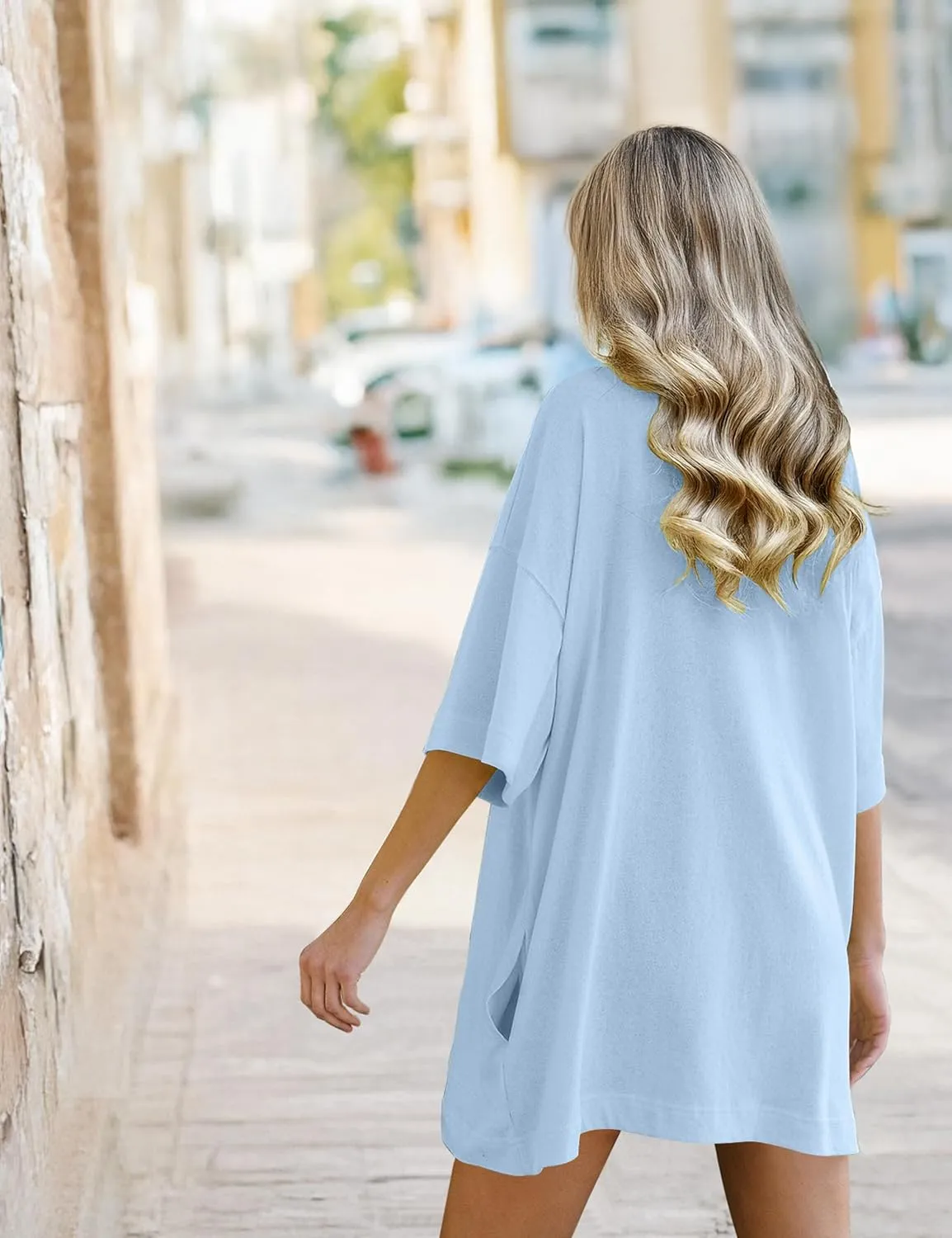VIUTIL Womens Oversized T Shirt Dress Short Sleeve Crewneck Cotton Mini Dress with Pockets 2025 Casual Summer Clothes