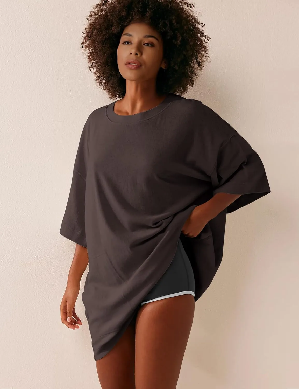 VIUTIL Womens Oversized T Shirt Dress Short Sleeve Crewneck Cotton Mini Dress with Pockets 2025 Casual Summer Clothes