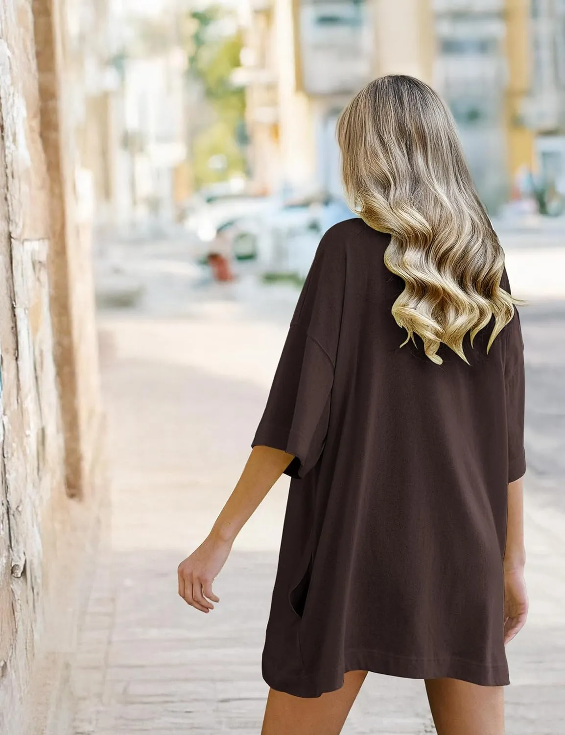 VIUTIL Womens Oversized T Shirt Dress Short Sleeve Crewneck Cotton Mini Dress with Pockets 2025 Casual Summer Clothes