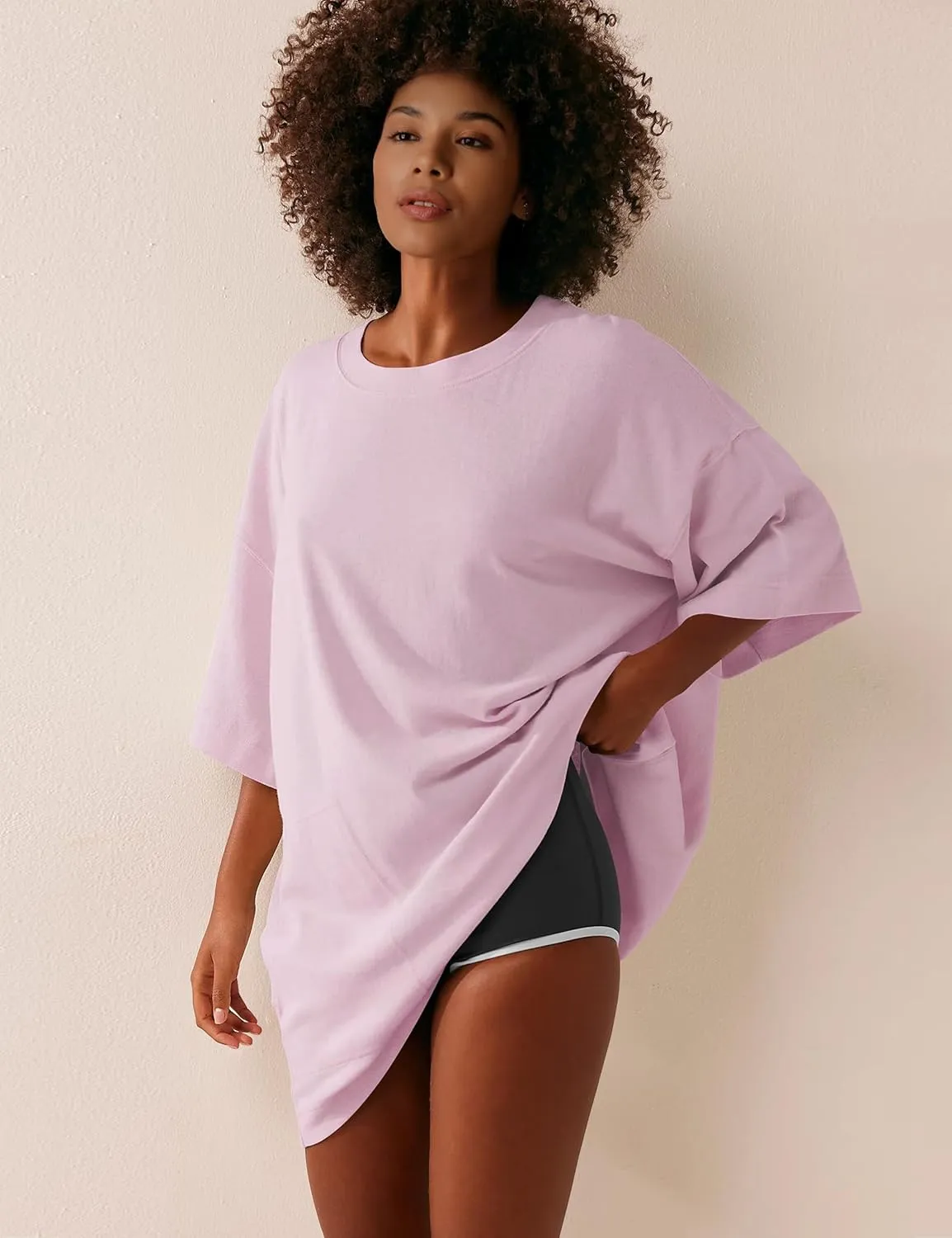 VIUTIL Womens Oversized T Shirt Dress Short Sleeve Crewneck Cotton Mini Dress with Pockets 2025 Casual Summer Clothes