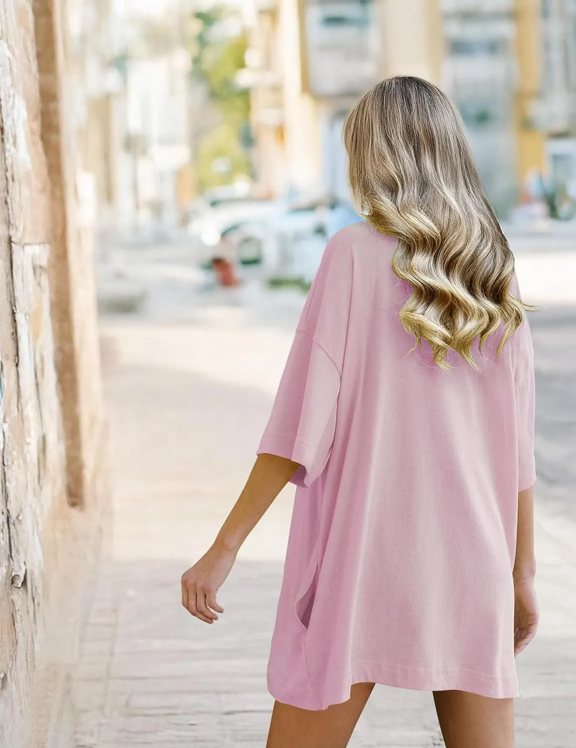VIUTIL Womens Oversized T Shirt Dress Short Sleeve Crewneck Cotton Mini Dress with Pockets 2025 Casual Summer Clothes