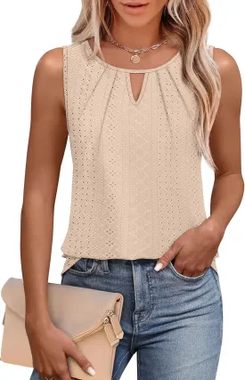 WIHOLL Womens Tank Tops Loose Fit Casual Sleeveless Tops Keyhole Neck Trendy Summer Tops Flowy Clothes Outfits 2025