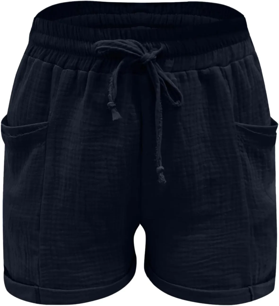 Women Comfy Drawstring Casual Shorts with Pockets Elastic Waist Trendy Summer Loose Lounge Wide Leg Beach Shorts