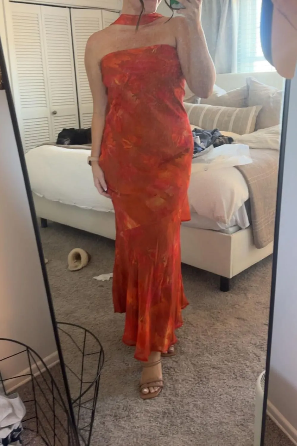 Women Floral Tube Maxi Dress with Scarf Y2K Strapless Bodycon Summer Party Long Dress Vacation Halter Dresses