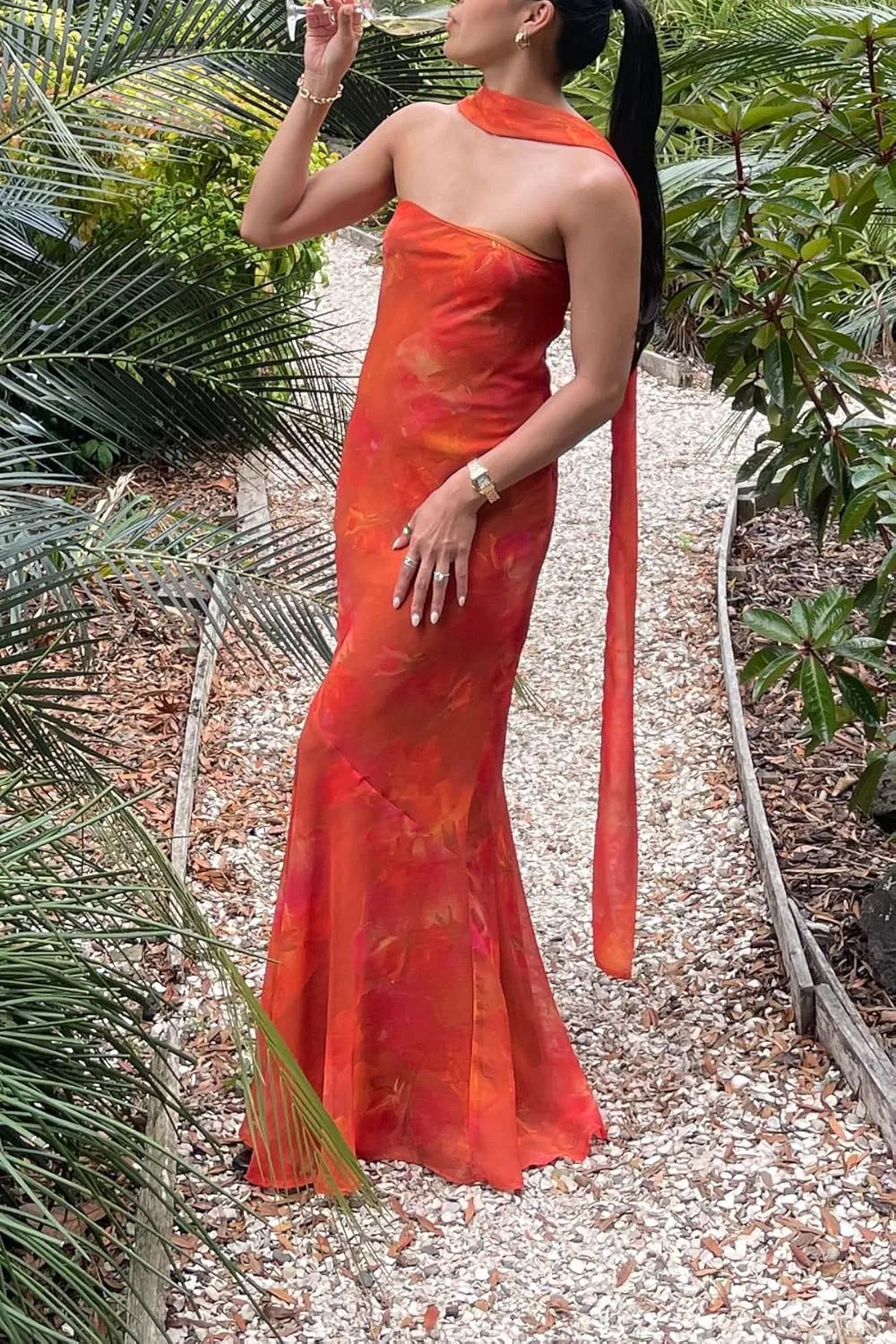 Women Floral Tube Maxi Dress with Scarf Y2K Strapless Bodycon Summer Party Long Dress Vacation Halter Dresses
