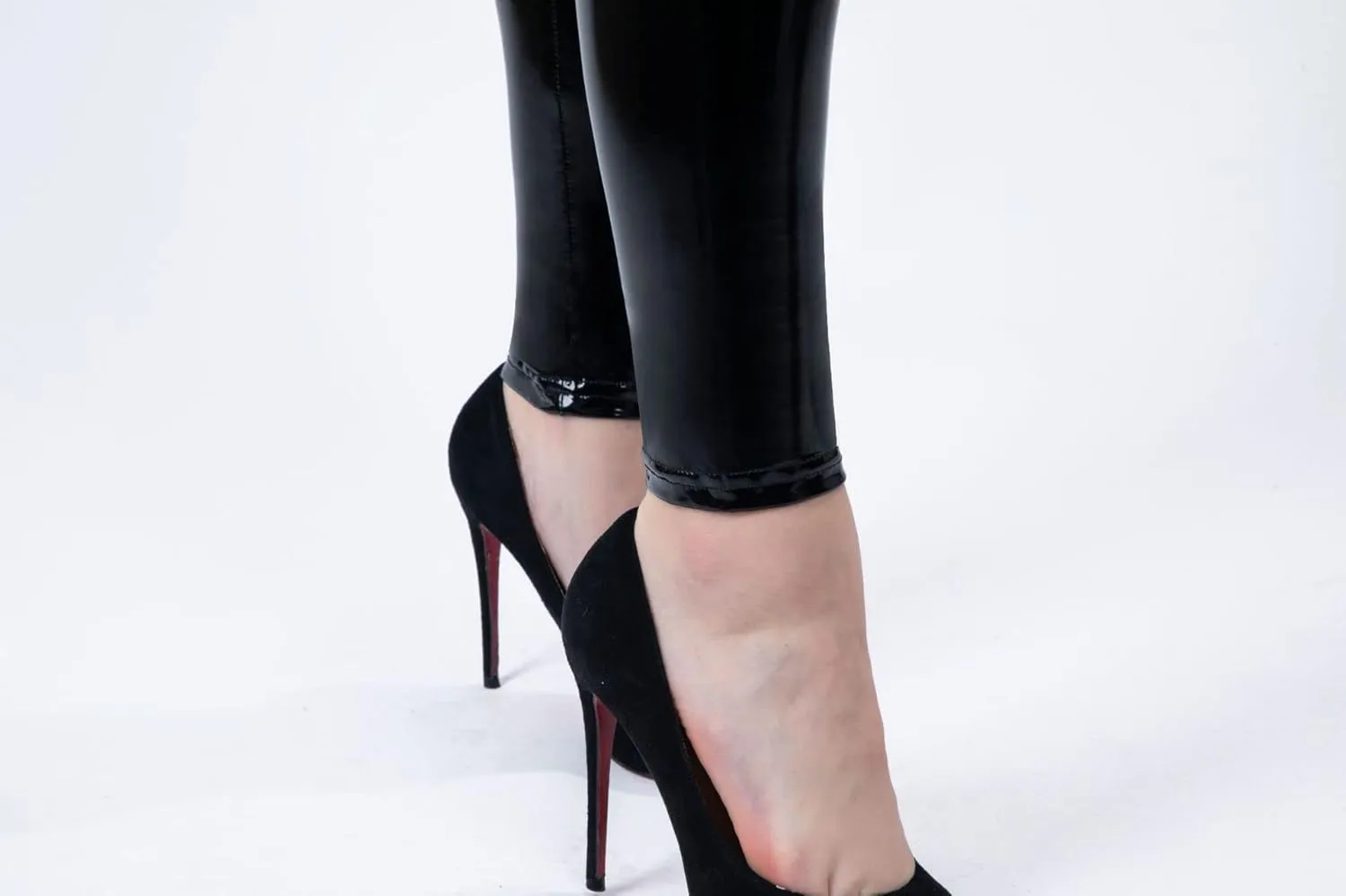 Women Mirror Faux Patent Leather Leggings Wet Look Reflective Shiny Stretch Tighten Pants High Waist Slim