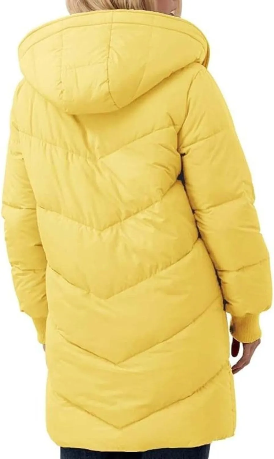 Women Winter Puffer Jacket, Reversible Fur Fleece Lined Hood Zip Sherpa Coat Parka Padded Long Outerwear
