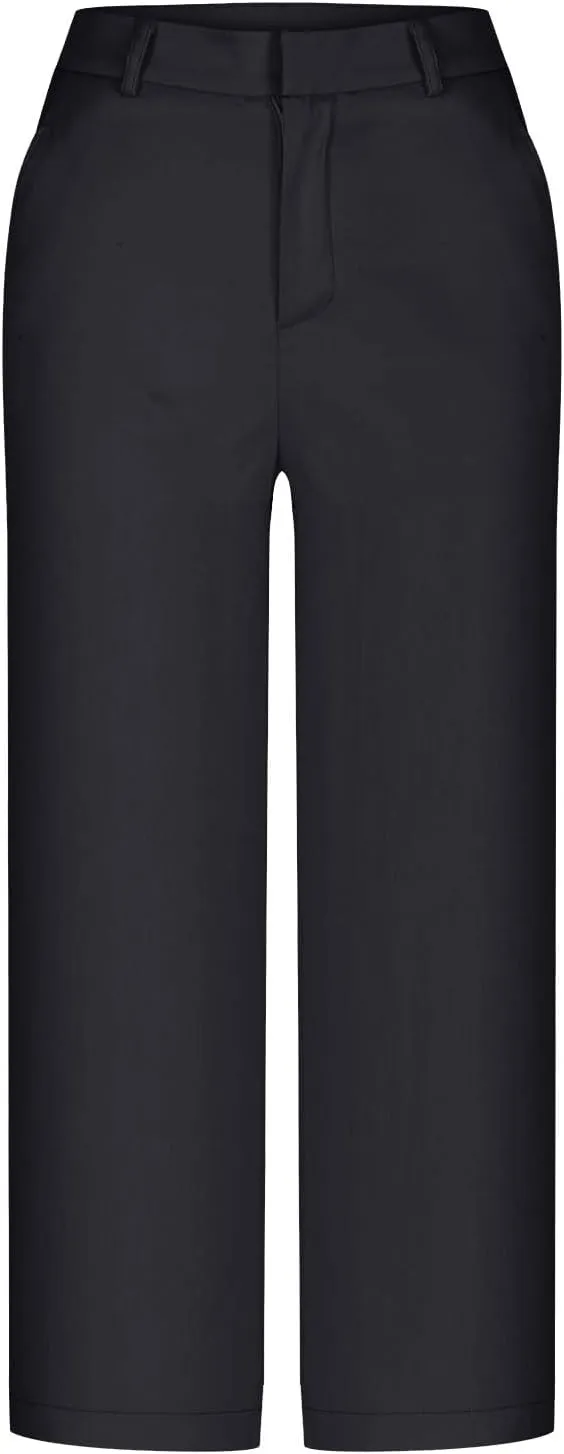 Womens Capri Pants Straight Leg Pants Business Casual Loose Capris Tailored Cropped Trousers for Work