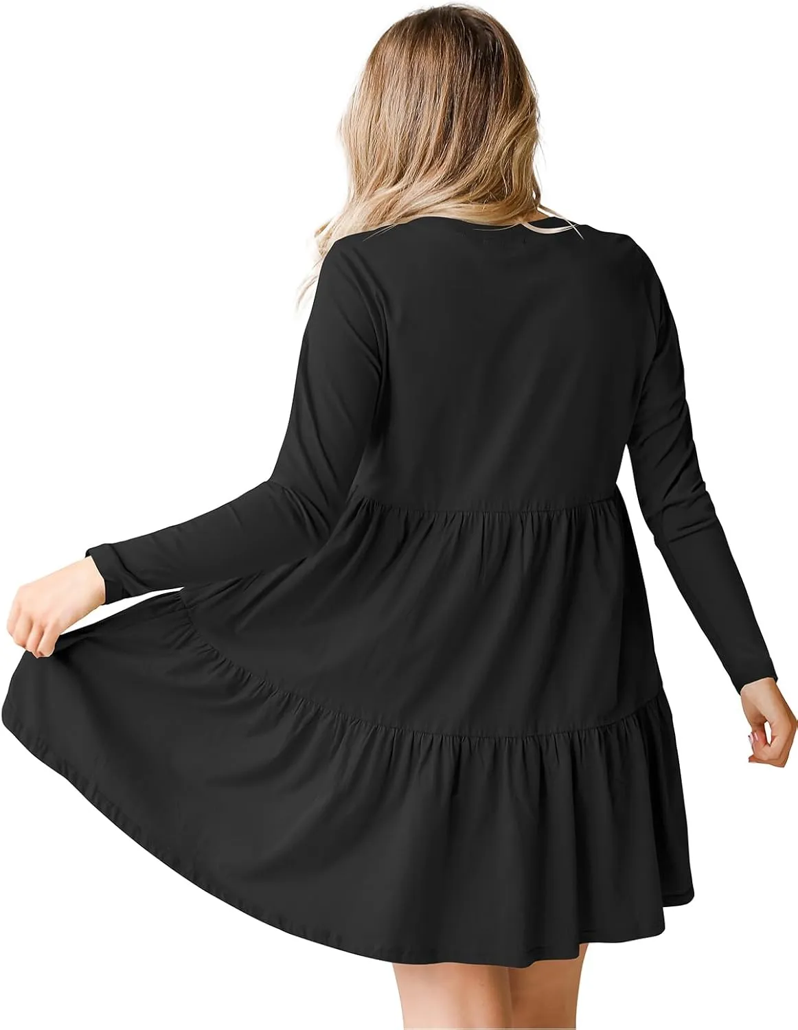 Women's Casual Summer T Shirt Dresses Round Neck Short Sleeve Cute Tiered Loose Flowy Short Dress