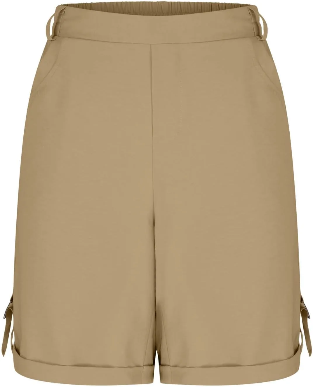 Women's Hiking Cargo Shorts with Pockets Quick Dry Lightweight Elastic High Waist Shorts Cuffed Hem Casual Summer Pant