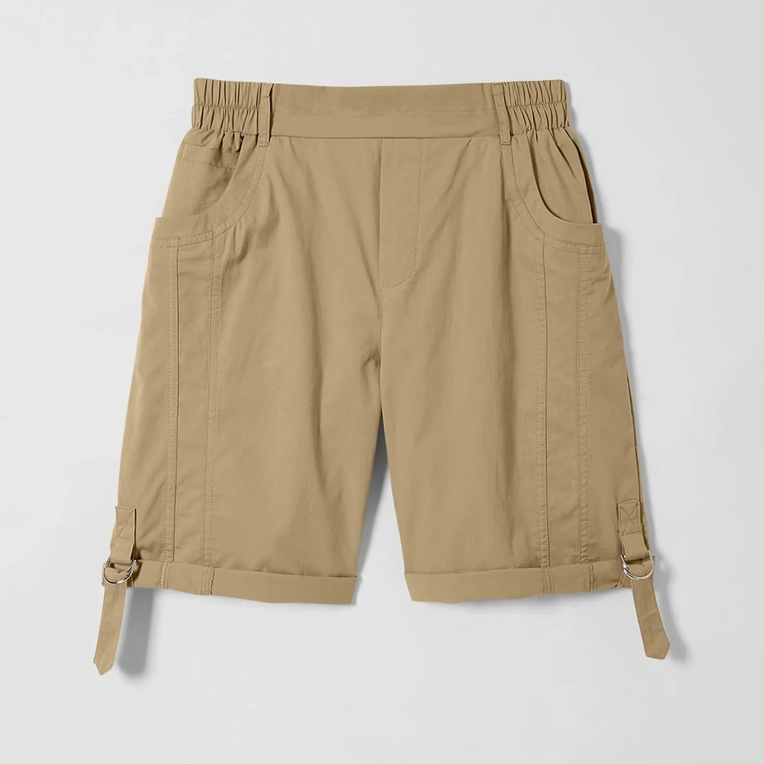 Women's Hiking Cargo Shorts with Pockets Quick Dry Lightweight Elastic High Waist Shorts Cuffed Hem Casual Summer Pant