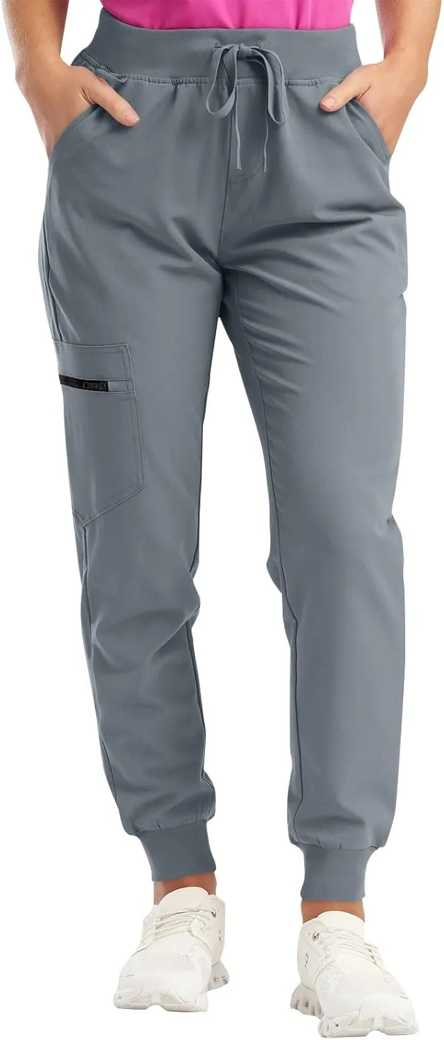Womens Scrub Pants Soft Stretch Yoga Style with Pockets Slim Drawstring Jogger Scrubs Medical Nursing Scrub Bottom