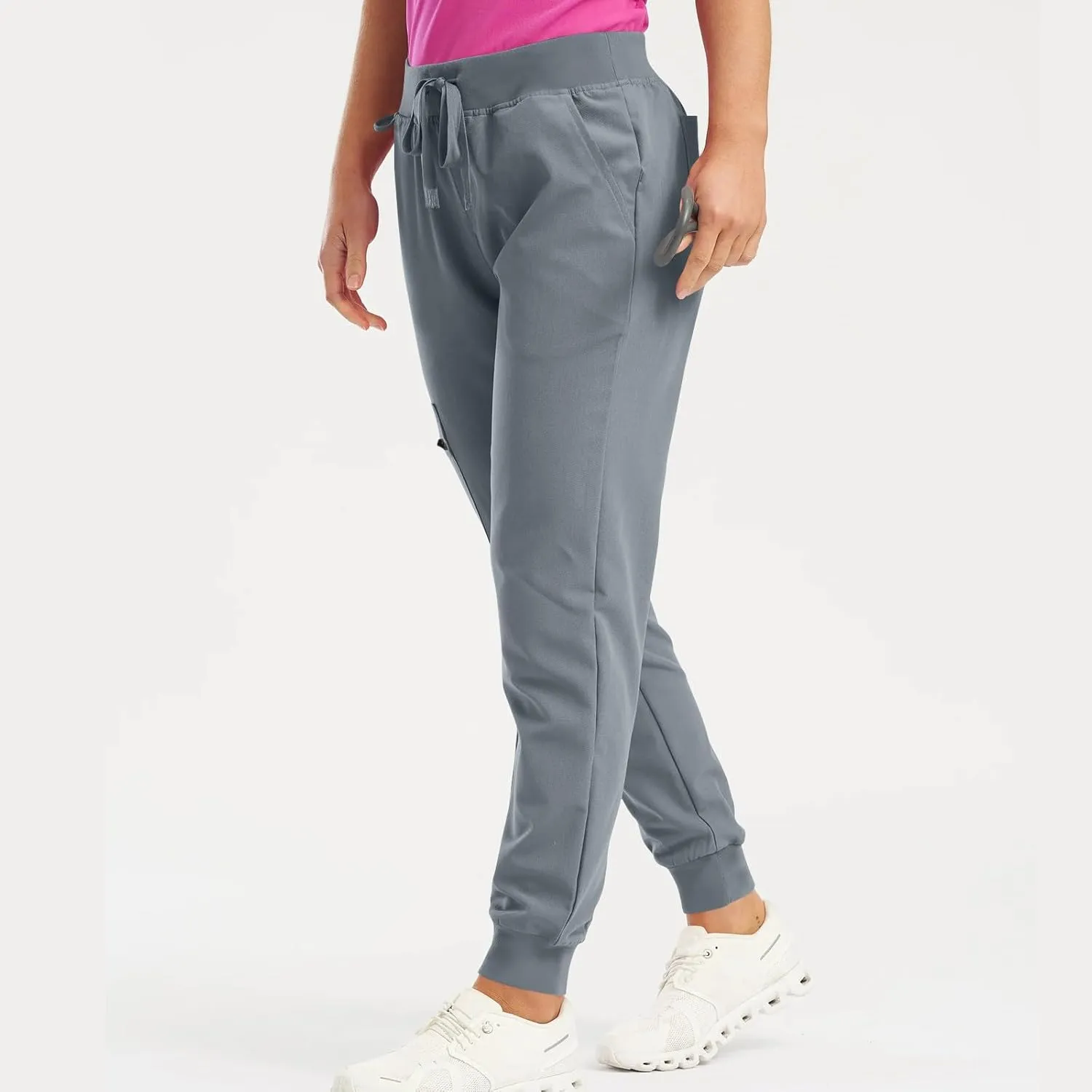 Womens Scrub Pants Soft Stretch Yoga Style with Pockets Slim Drawstring Jogger Scrubs Medical Nursing Scrub Bottom