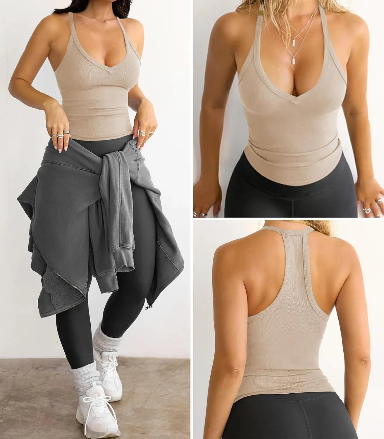 Womens Tank Tops Summer V Neck Workout Racerback Yoga Gym Tank Tops