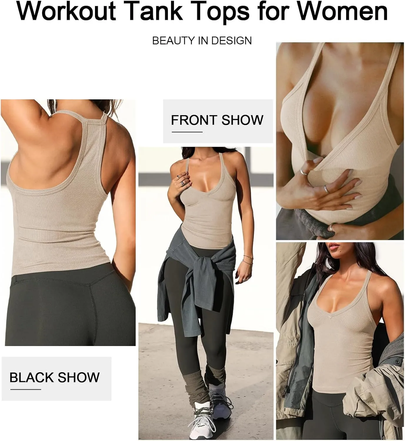 Womens Tank Tops Summer V Neck Workout Racerback Yoga Gym Tank Tops