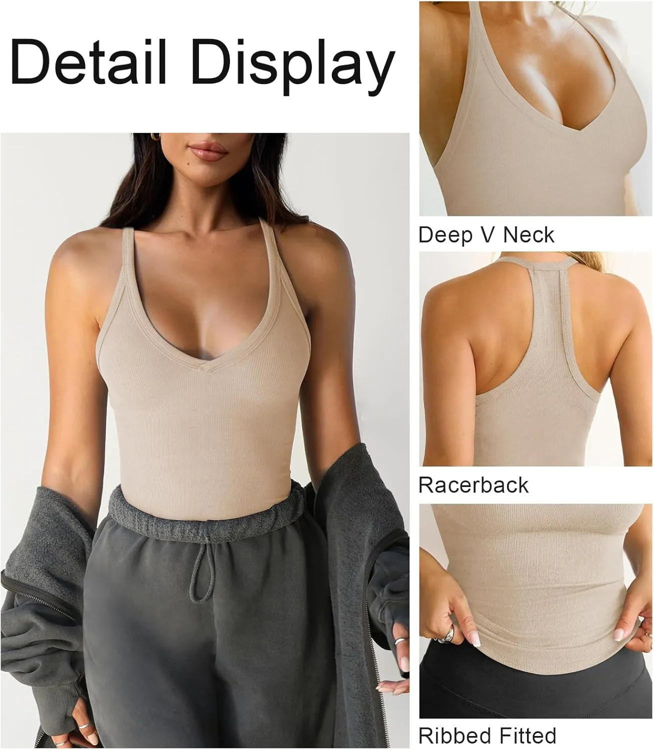 Womens Tank Tops Summer V Neck Workout Racerback Yoga Gym Tank Tops