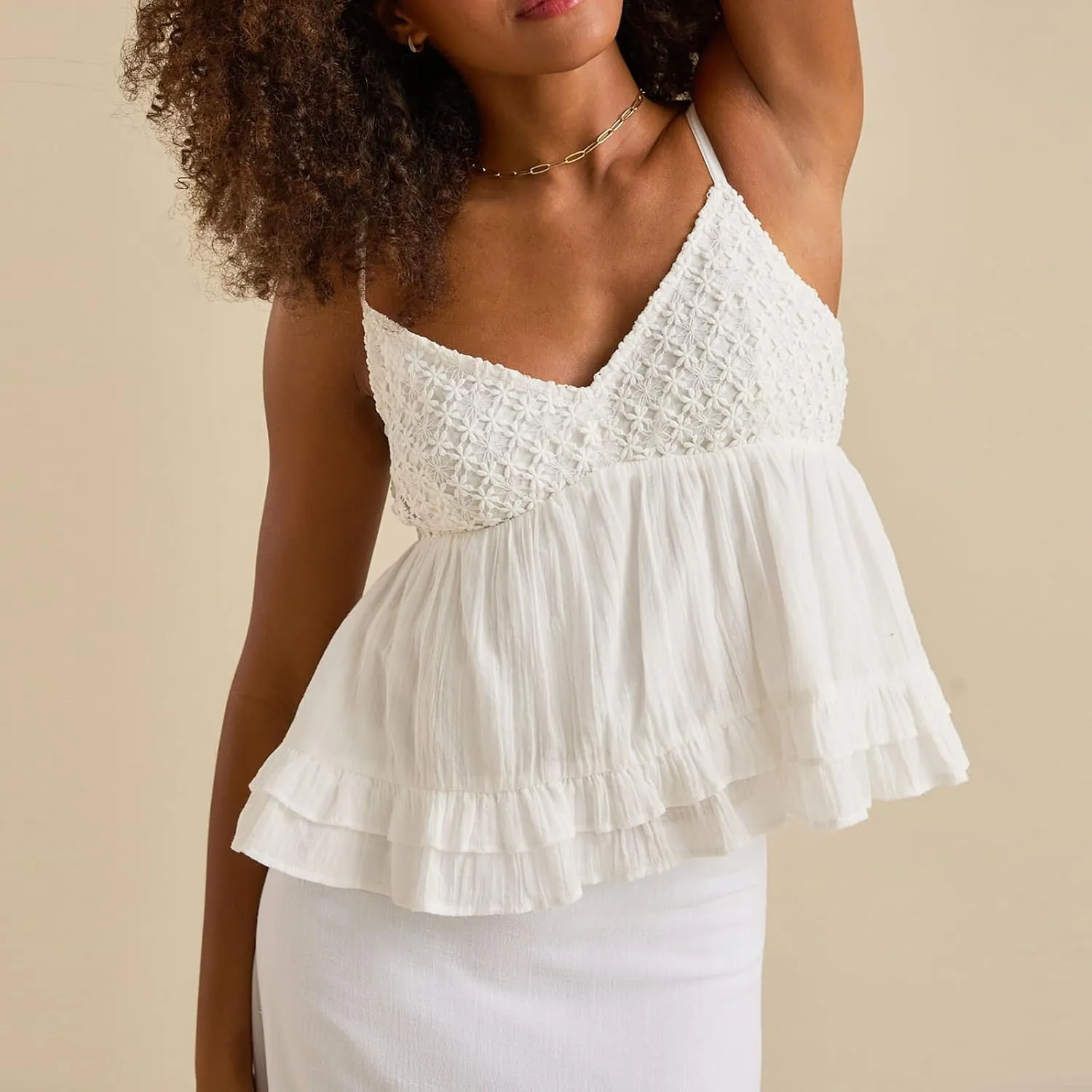 Women's Y2k Lace Trim Cropped Camisole Sexy Low Cut Deep V Neck Spaghetti Strap Cami Tank Fairy Babydoll Shirt Top