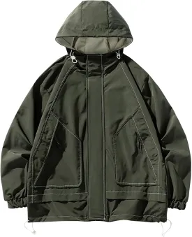Ymosrh Men's Jacket Waterproof Rain Lightweight Hooded Shell for Travel Hiking Golf Raincoats with Hood, M-5XL