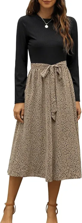 Zattcas Women 2025 Summer Dress Short Sleeve Ribbed Teacher Church Modest Business Casual Work Outfits Midi Dress