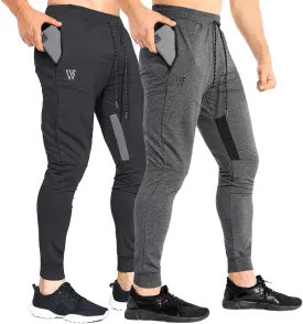 ZENWILL Mens Tapered Workout Running Pants,Gym Jogger Training Sweatpants Slim Fit with Zip Pockets