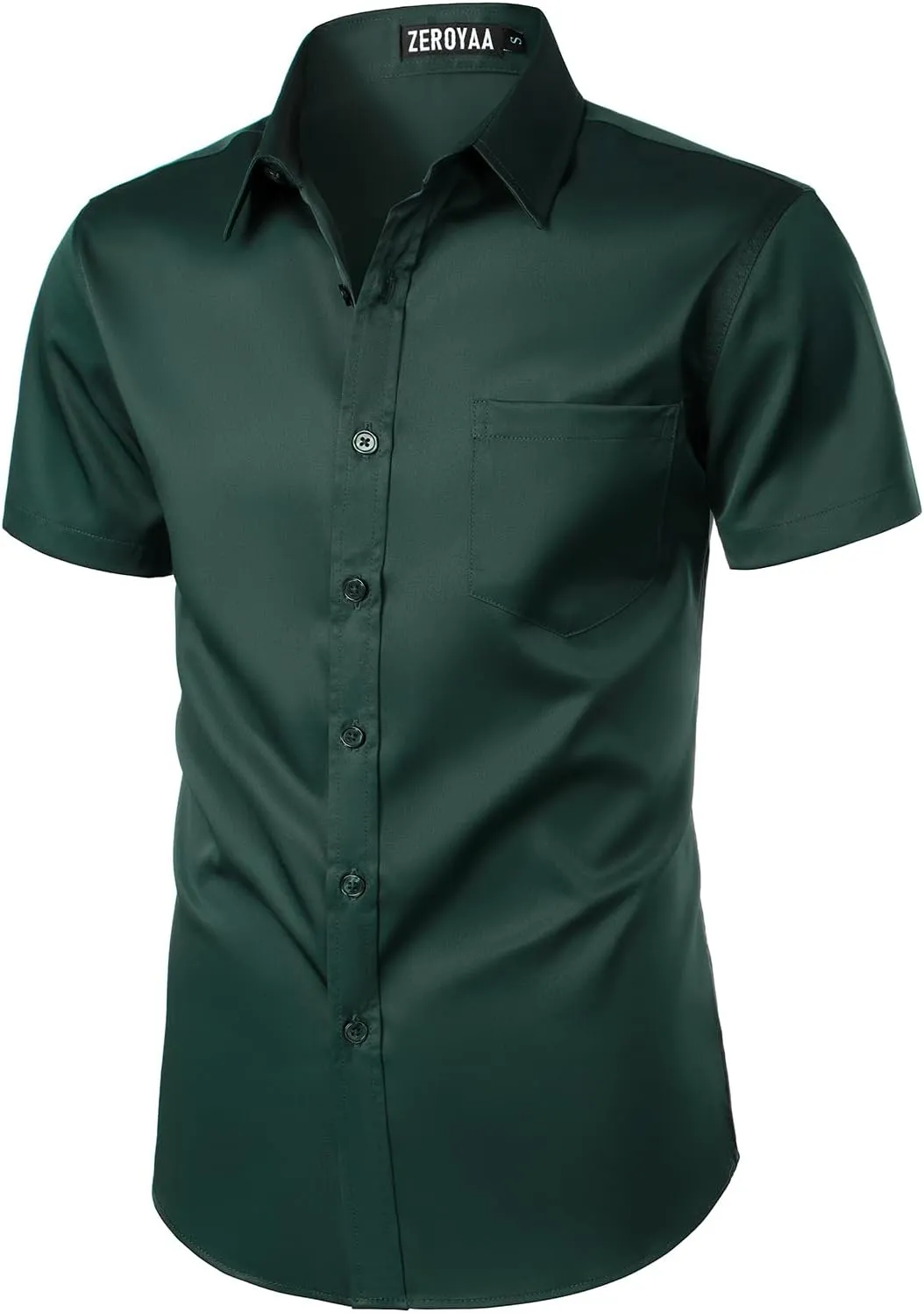 ZEROYAA Men's Casual Urban Stylish Slim Fit Short Sleeve Button Up Dress Shirt with Pocket