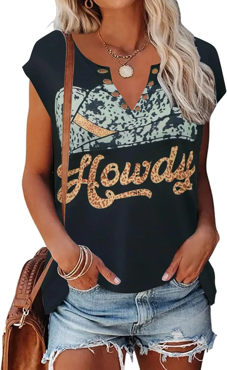 Zyyfly Womens Cap Sleeve Tank Tops V Neck Graphic Summer Shirts Loose Fit